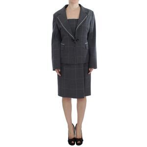 BENCIVENGA Gray Checked Skirt Suit Professional Women Gray Dresses